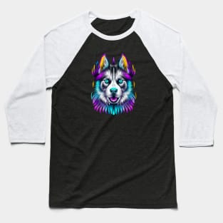 Husky Sled Dog Tribal Art Baseball T-Shirt